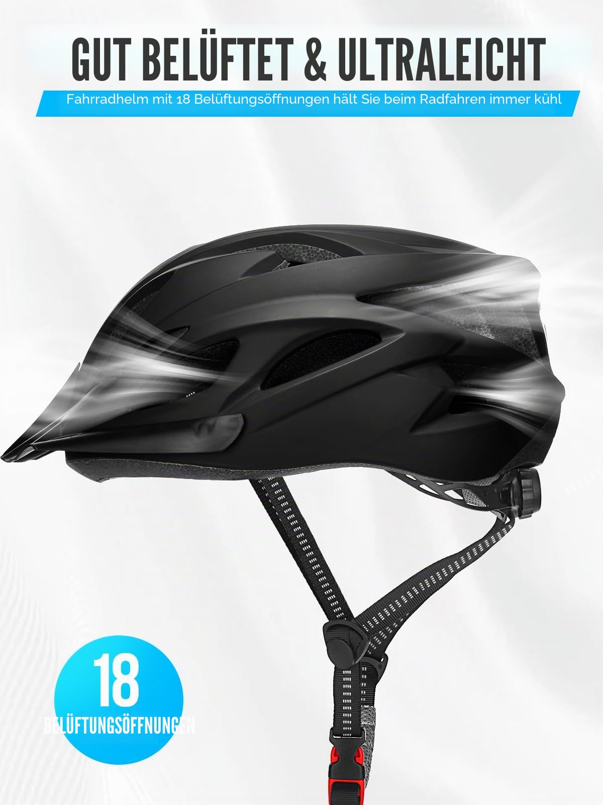 Fahrradhelm Erwachsene mit Licht, Radhelm, Cityhelm Urban Verstellbarer Unisex Fahrrad Helm für Damen und Herren 57–62cm