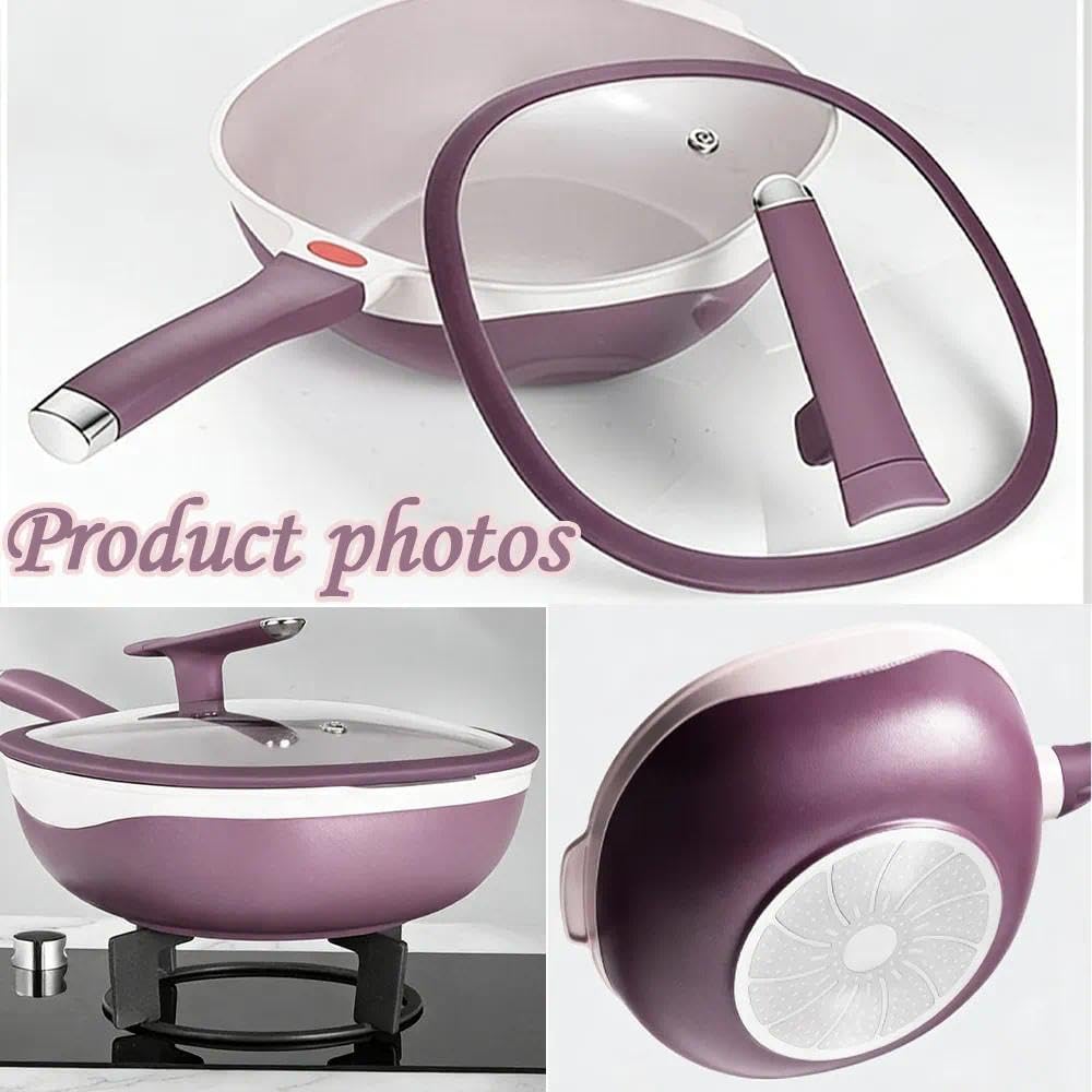 12 Inch Titanium Alloy Non Stick Pot with Lid & Steamer Basket, Multi-Purpose Deep Saute Pan for Frying, Induction Compatible Multipurpose Frying Cooking Pan with Cool Grip Handle (Gold)