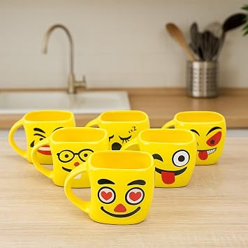 Advert Diva Tea Cups Set of 6 Bone China Coffee Mugs for Home Office, Perfect for Gifting