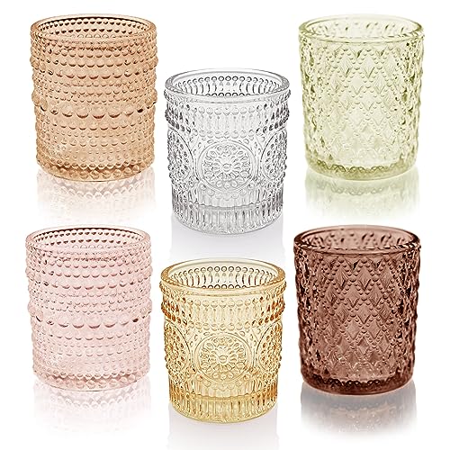 Gold Ramadan Decorations for Home Set of 6, Mosque & Crescent Moon Glass Tealight Candle Holders, Star & Lantern Votive Holders for Ramadan Table Decor, Elegant Eid Mubarak Islamic Gifts