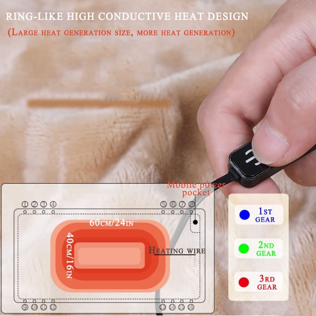 Coperta Termica Riscaldata Coperta elettrica USB Coperta riscaldante a Batteria con Bottone a Pressione Coperta riscaldata Lavabile in Lavatrice Coperta Calda Migliore Regalo Uso Domestico