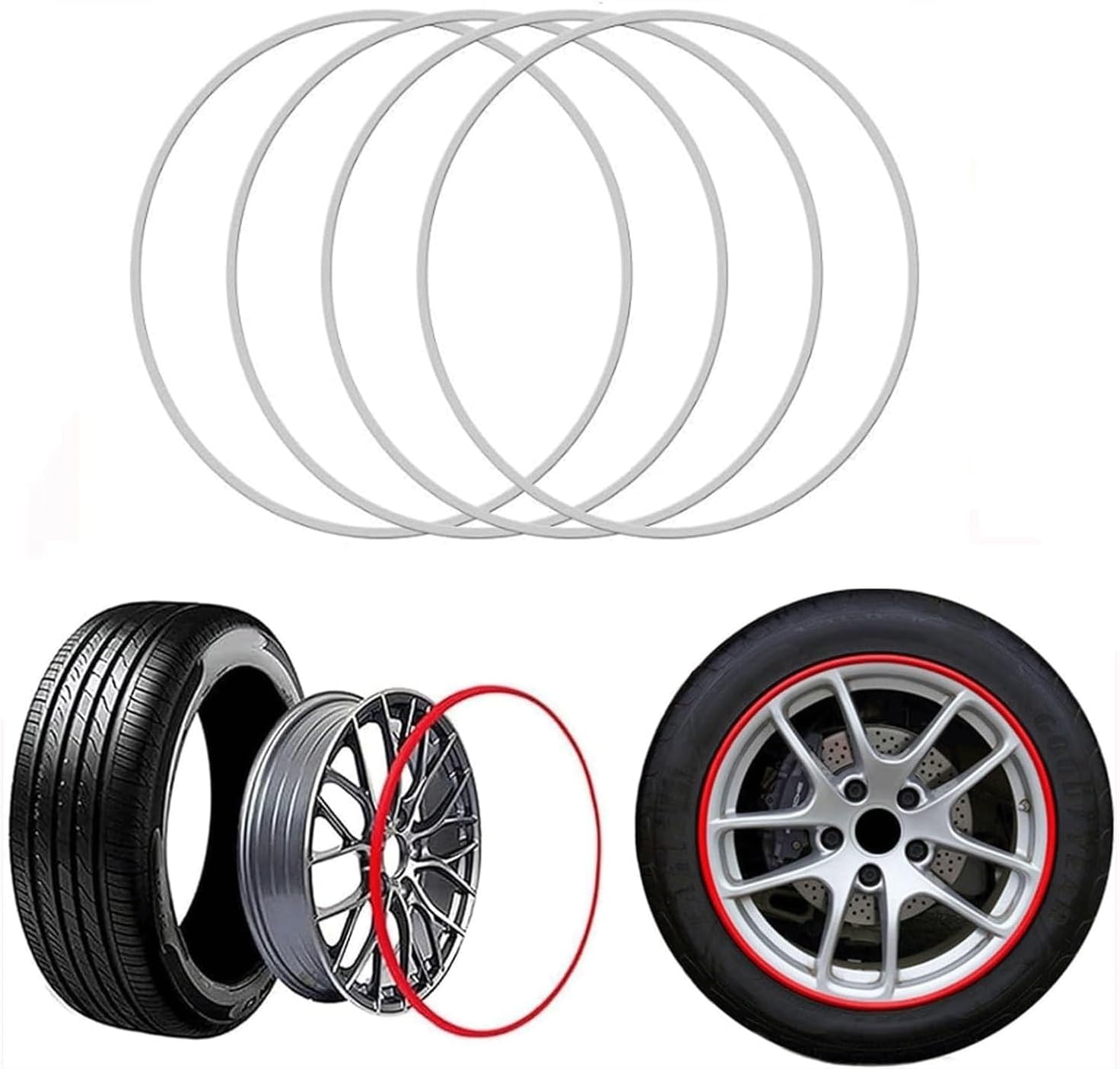 Wheel Protector 17-22 Inch Rim Protectors For Alloy Wheels, 4PCS Metal Rim Guard Cover For All Car Models, Vehicle Hub Impact Protection Stickiness Guard Rings, Wheel Edge Refit Decorative Protection