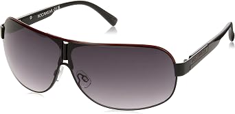 Rocawear mens R1396 Stand Out UV Protective Metal Shield Sunglasses Gifts for Men with Flair 135 mm, Matte Black & Red, mm US