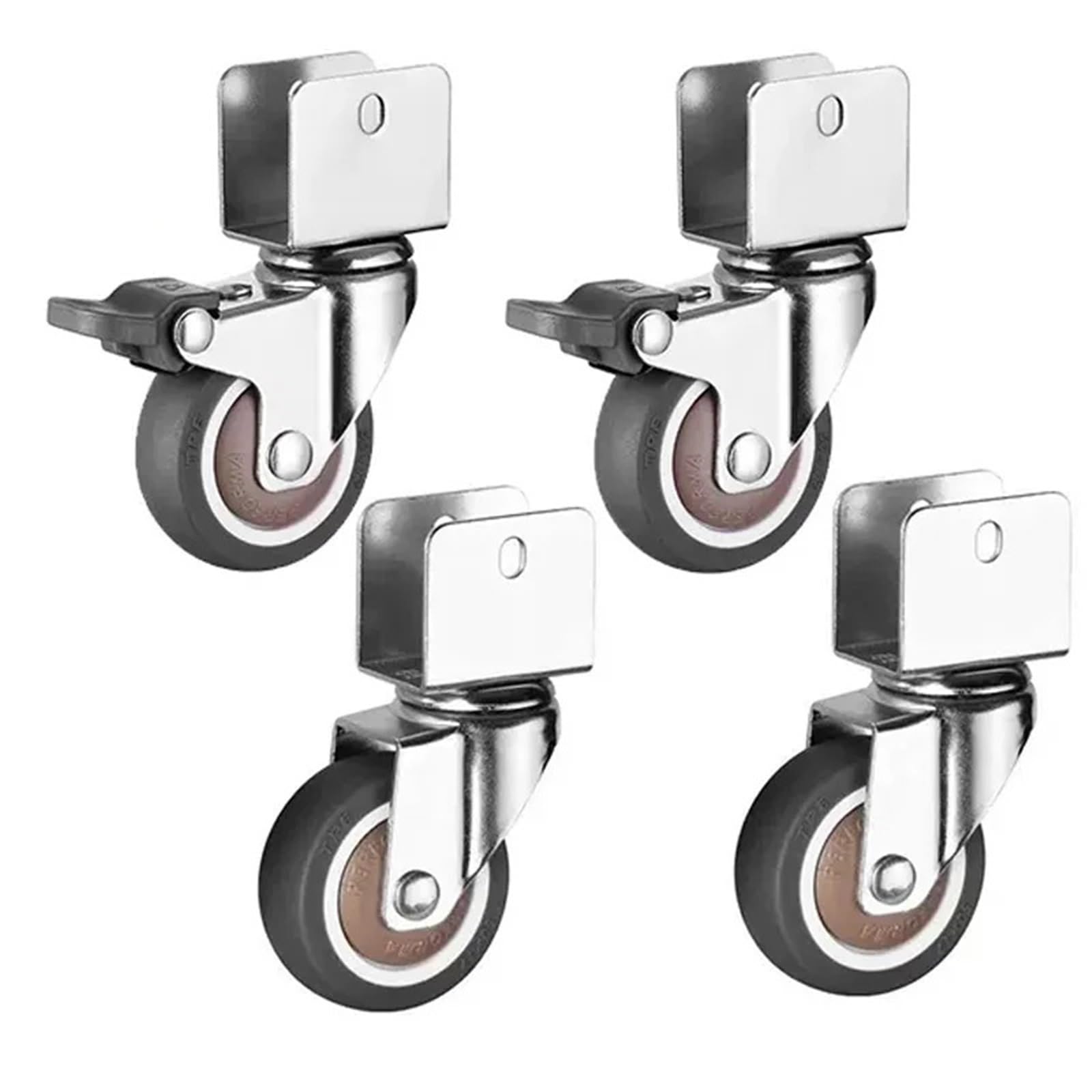 Ruedas giratorias, 4 Uds., rueda portadora de bloqueo, giratoria, 360 °, ruedas for muebles con freno(2swivel 2brake(18mm),2 inch)