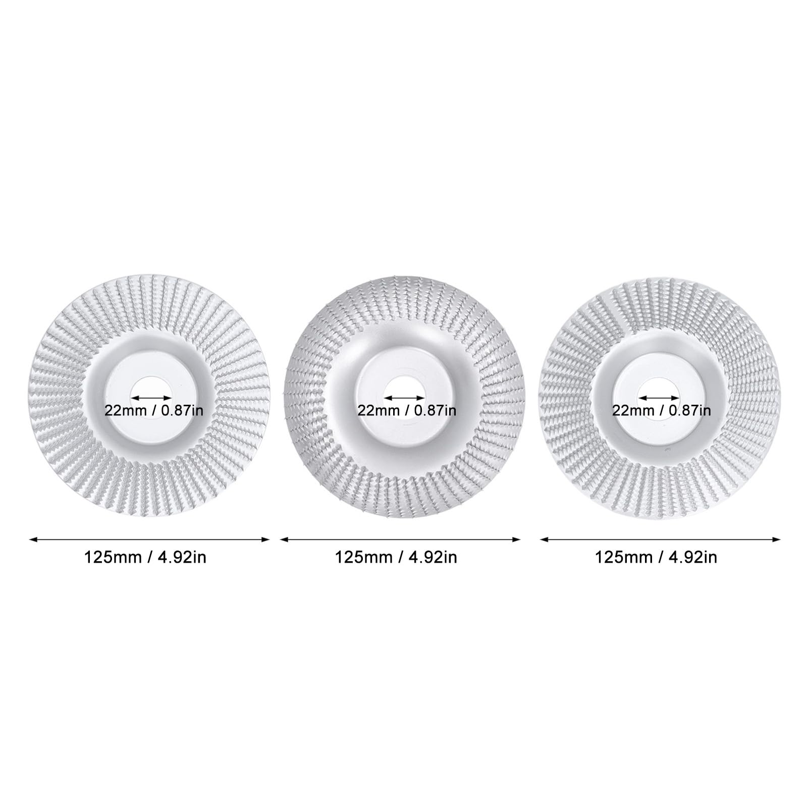 Lybunair 3Pcs Wood Carving Disc Set, Flat Bevel Curved Shape Grinding Wheel Set, Stump Tool Grinder Disc Wheel Attachments for 4 Inch or 4 1/2 Inch Angle Grinder, for Wood Cutting