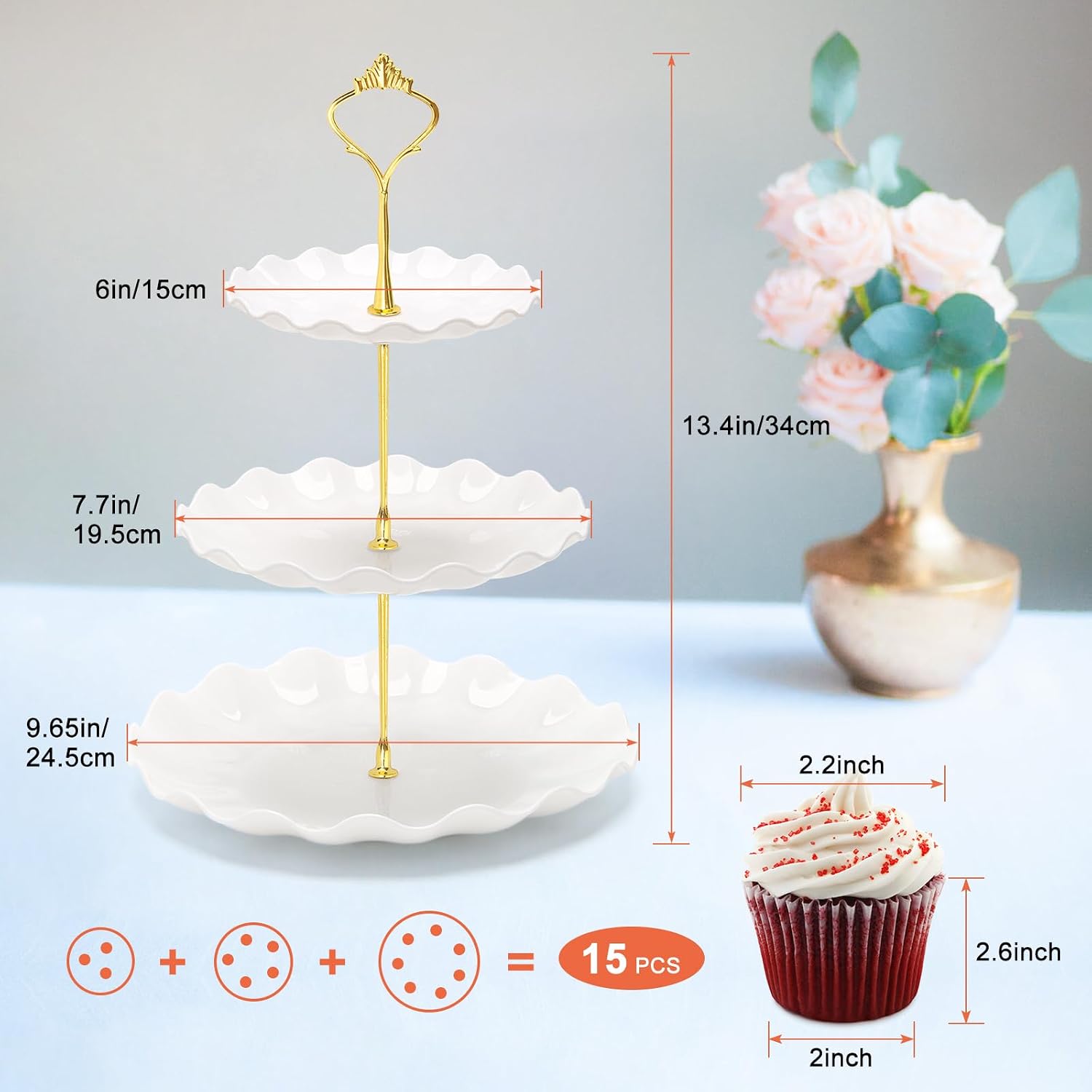 Coitak 3 Tier Cupcake Stand, Plastic Tiered Serving Tray