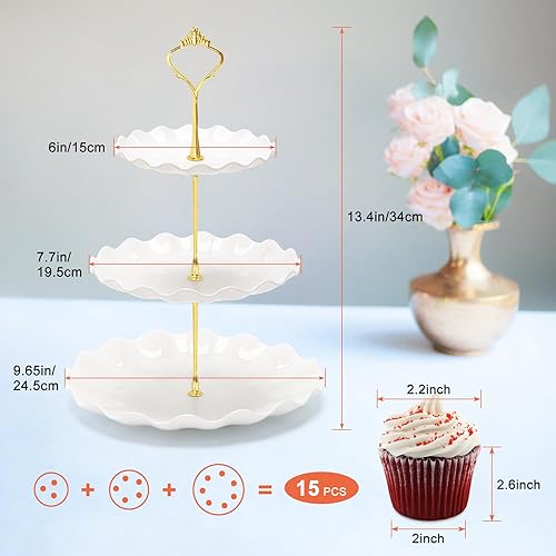 Miniatura 10 de Coitak Soportes de plástico para cupcakes, soporte para cupcakes de 3 niveles, bandeja de torre de postre para fiesta de té, baby shower y boda