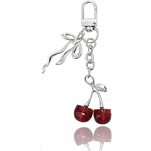 Red Small Cherry Sliver Charm Accessories With Coquette Bow for Phone Bag Handbags Purse Gifts for Daughter Bridemaid Bestie