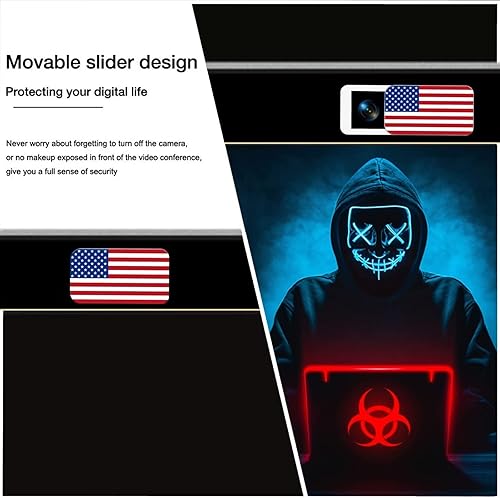 Miniatura 2 de Cubierta deslizante para cámara de laptop, cubierta de cámara web, ultrafina, diseño de bandera nacional, paquete de 6