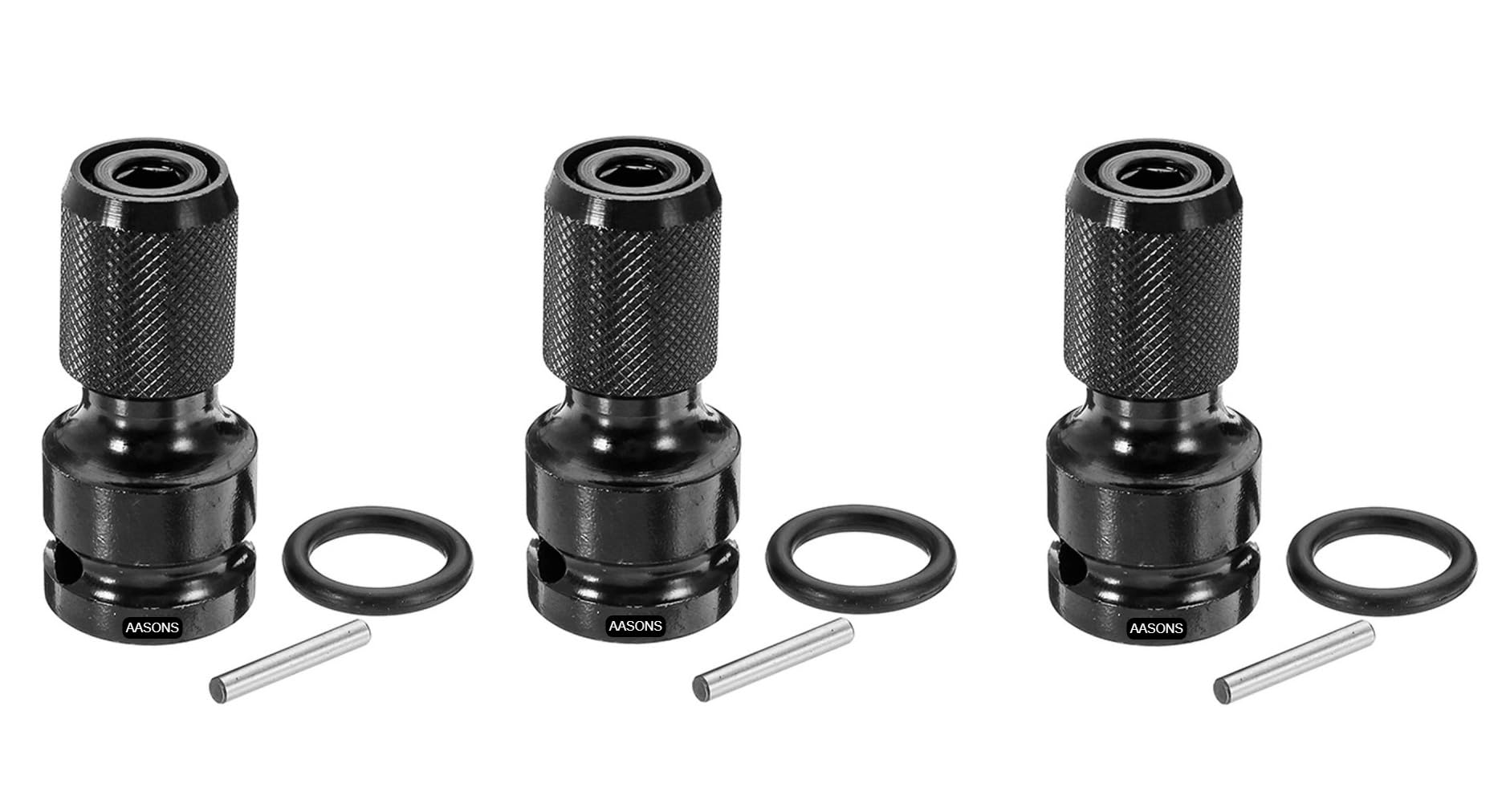 AASONS 1/2 Inch Square Drive To 1/4 Inch Hex Female Socket Adapter Quick Release Chuck Converter Drill Chucks Adaptor Conversion For Impact And Ratchet Wrench SD With Ring & Rod included (Pack Of 3) (B09YTW4BQ4) Amazon Price History, Amazon Price Tracker