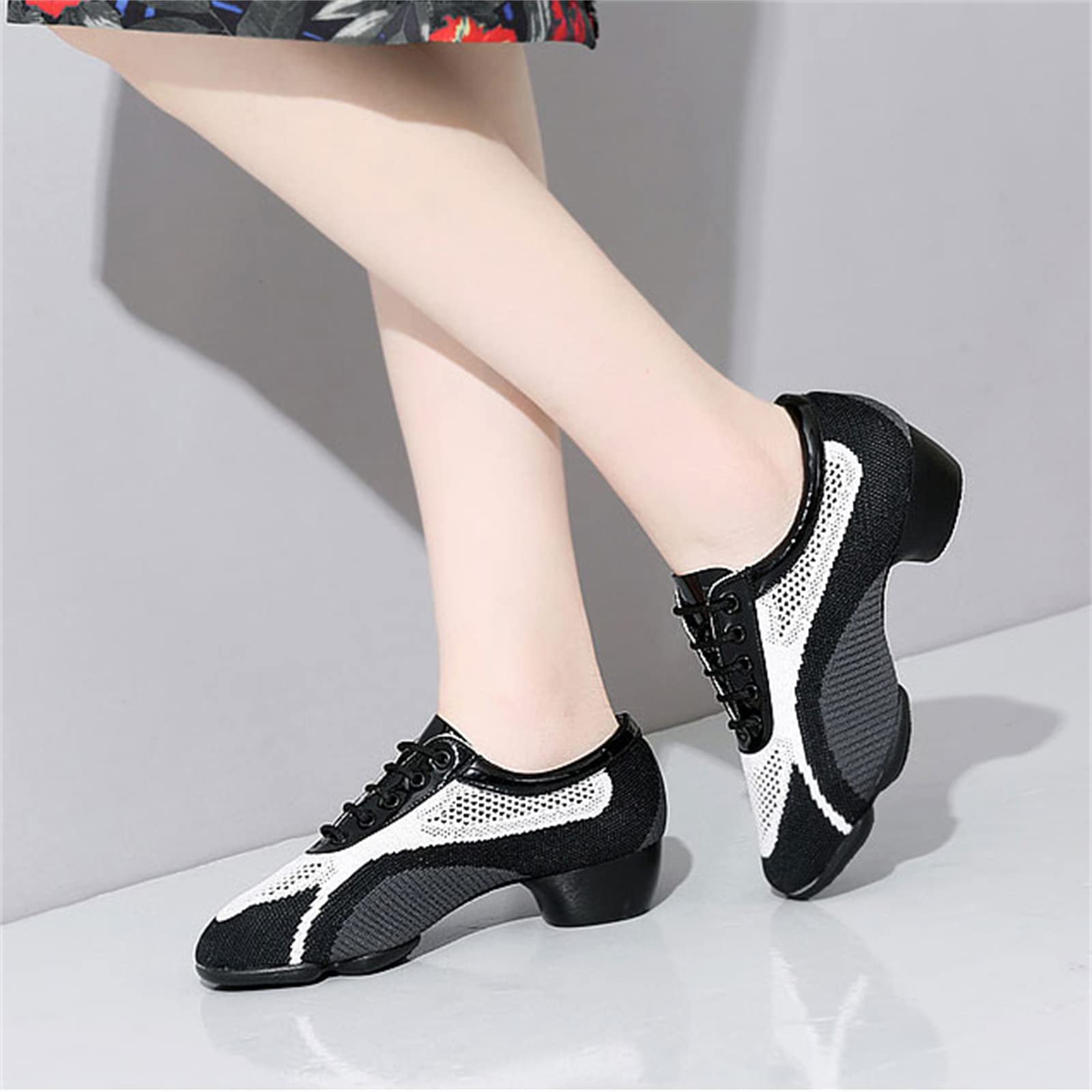 Zapatos De Baile Latino para Mujer, Zapatos De Jazz Modernos con Suela Dividida Tacón Bajo Zapatos De Salón para Interiores