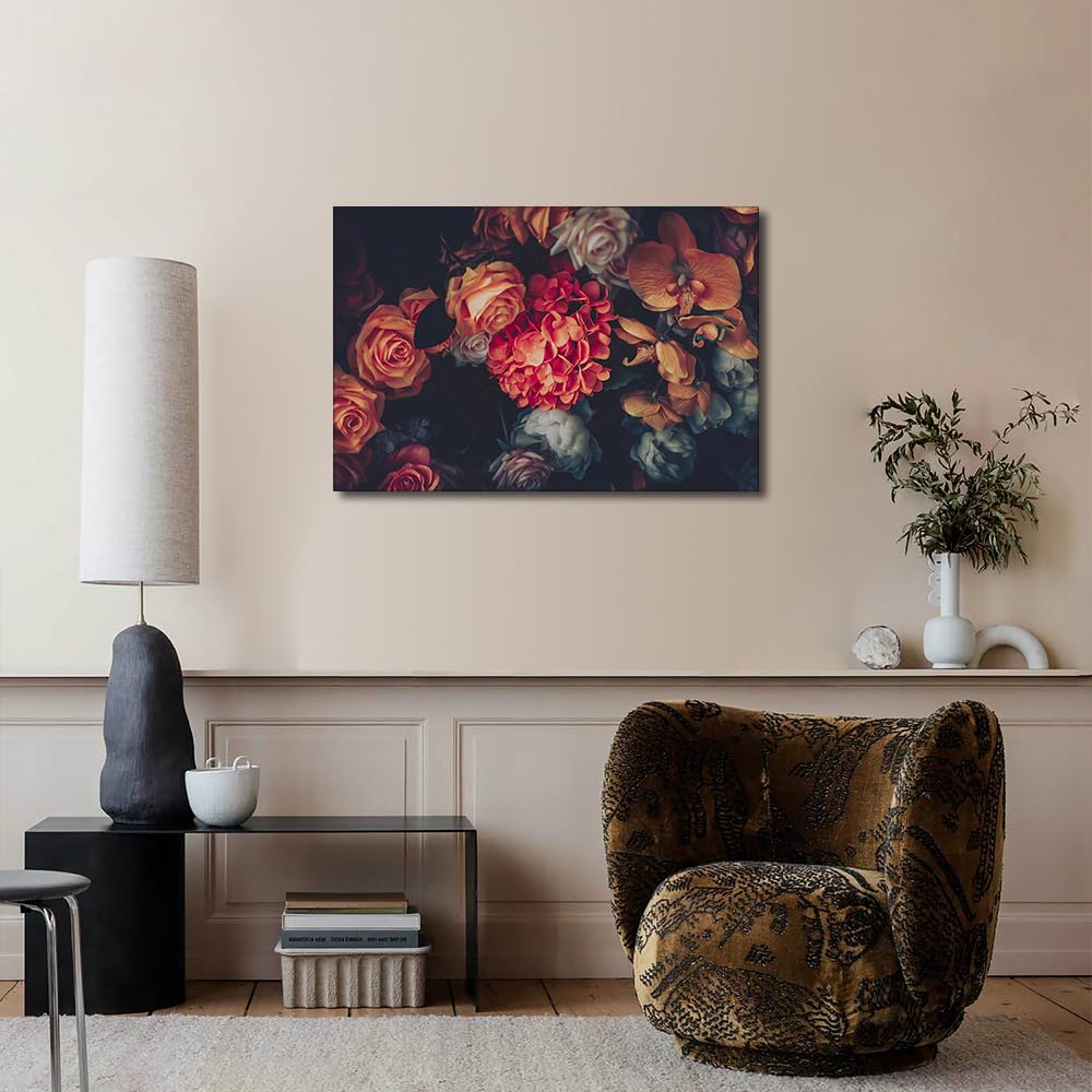 TISHIRON Bathroom Wall Art Decor,Luxury Bouquet Wall art,Canvas Wall Art Flowers Floral Painting Prints for Bedroom Living Room Waterproof Wood Framed Ready to Hang 16x24in - Image 2
