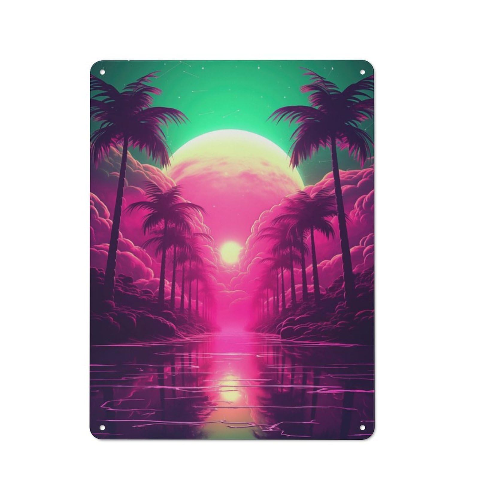 Junmoney Abstract Retrowave Fusion Tin Wall Plaque 40X30cm With For Hobby Room Or Studio, For Updating Hobby Room And Studio After Moving