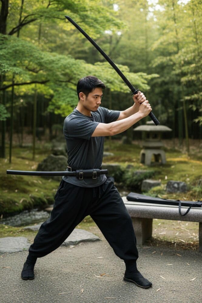57 SPECIAL REPLICAS Bokken Katana 102 cm en Polypropylène - Sabre d'Entraînement Arts Martiaux avec Fourreau & Ceinture - Accessoire Kendo Aïkido Iaïdo avec Support & Sac, GXSW-06