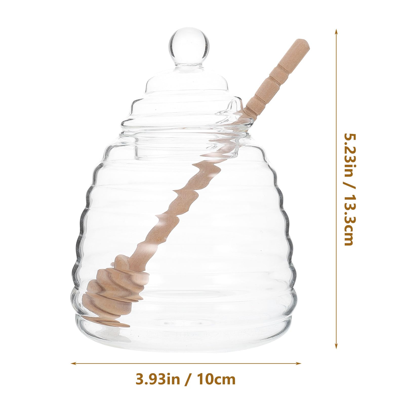 Hemoton Glass Honey Jar with Dipper and Lid, 2 Sets Clear Crystal Honey Pot Beehive Honey and Syrup Container for Home Kitchen 17OZ