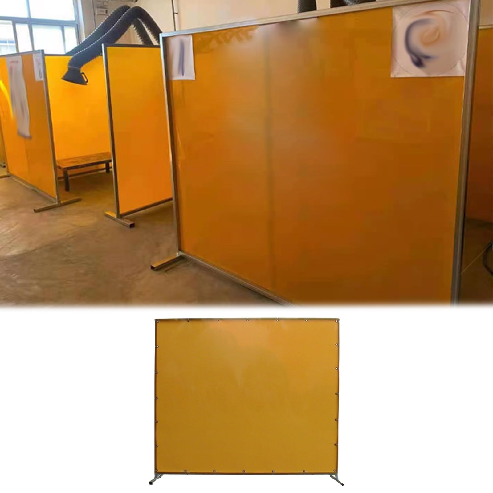 Wymienny ekran spawalniczy, wolnostojąca bariera antyiskrowa, 1,86 m x 1,80 m 3-panelowy ekran termiczny do ochrony warsztatu