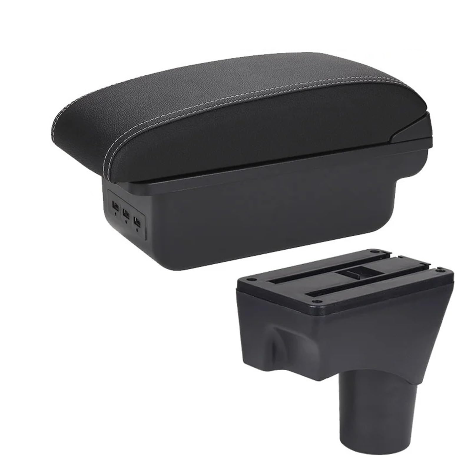 Hguvsjd Armrest Box For Nissan For Sunny For March For Micra K13 2010-2022 Car Armrest Storage Box Retrofit Parts Car Armrests(B Black white 3USB)