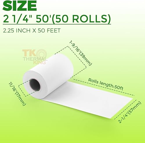 Miniatura 98 de (10 rollos) Papel térmico de 2 1/4 pulgadas x 165 pies, papel de recibo para caja registradora de negocios minoristas, se adapta a la mayoría