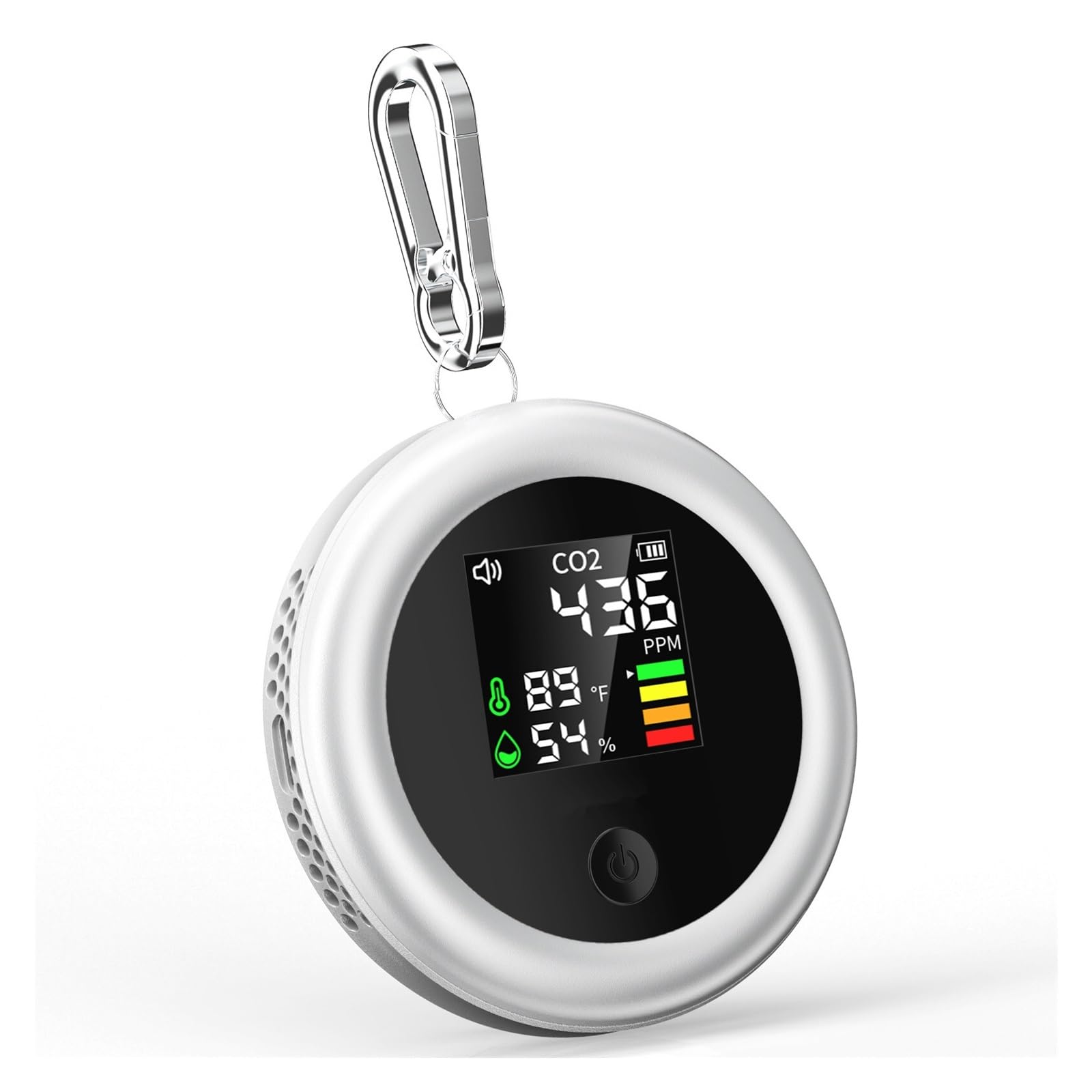 Rilevatore di anidride carbonica leggero 3 in 1 Monitor della qualità dell'aria Analizzatore di umidità della temperatura dell'aria for il misuratore digitale di CO2 Home(White)