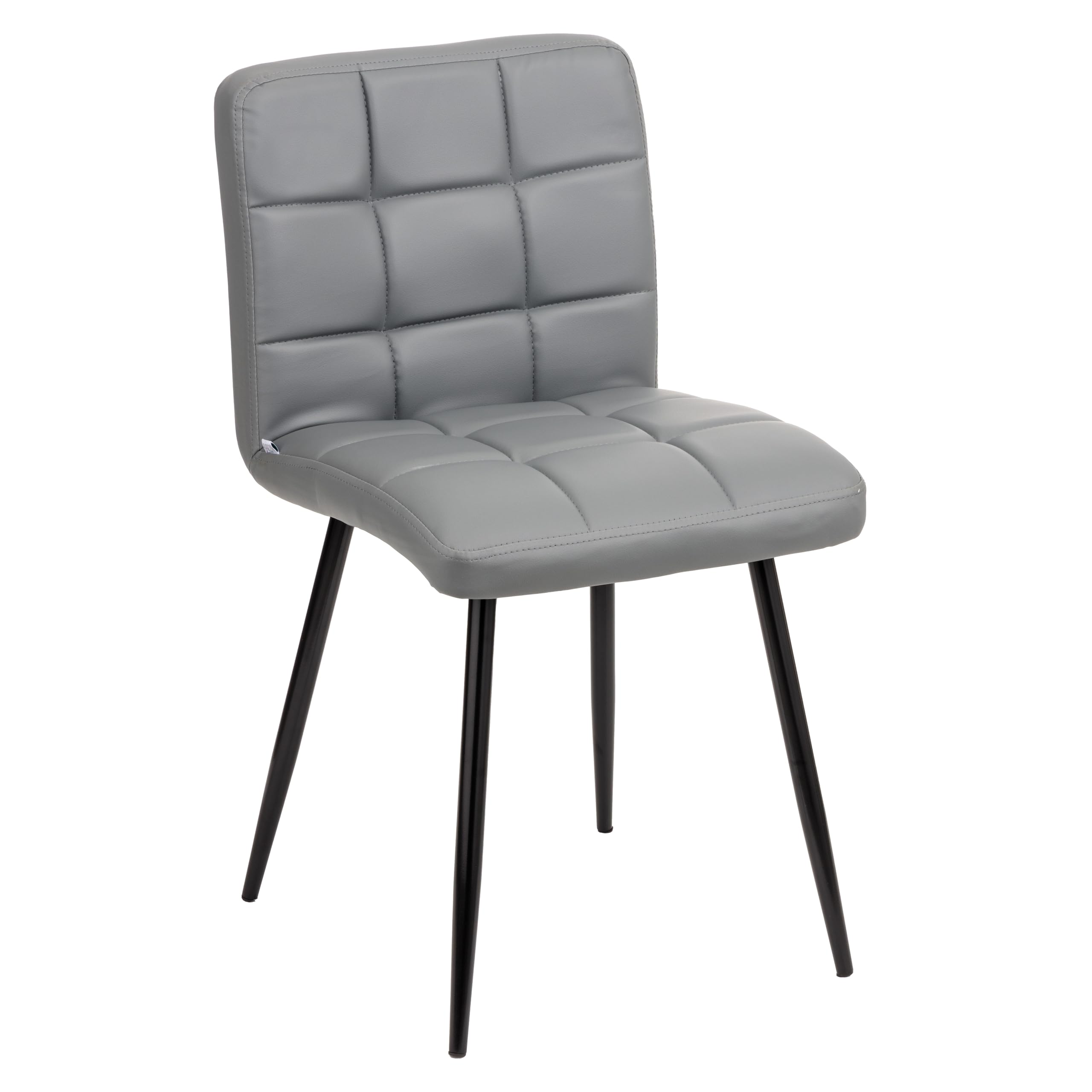 Baroni Home Sedia Moderna con Rivestimento in Ecopelle e Gambe in Acciaio Nero, Poltrona da Soggiorno, Camera da Letto, Sala da Pranzo, Grigio, 44x80x39 cm