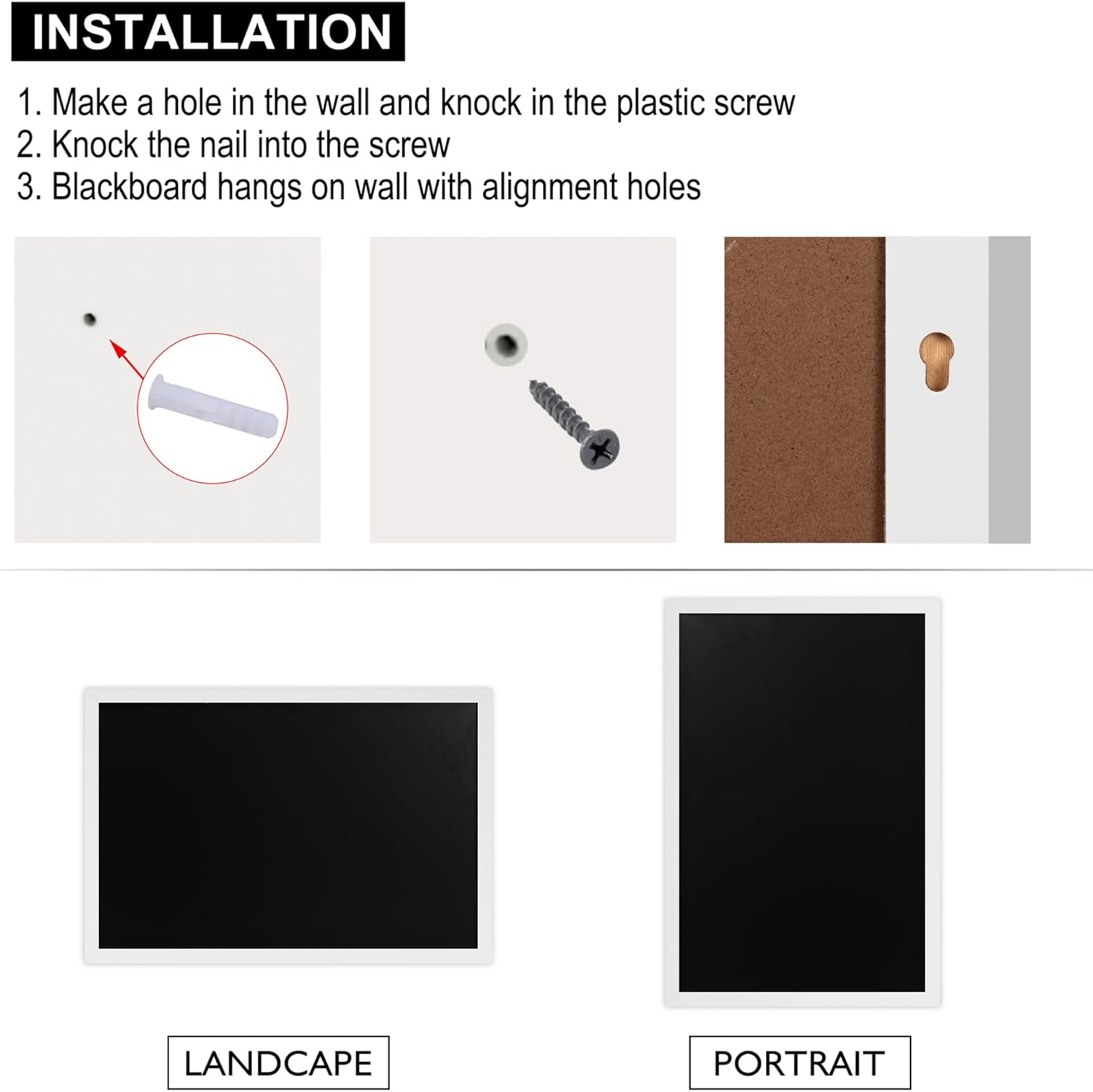 Board2by Magnetic Chalkboard Black Board 46 x 32, Extra Large Chalk Board Blackboard for Wall Decor, Easy-to-Erase Wood Framed Magnet Board, 4 Magnets for School, Home & Office (Classic White)