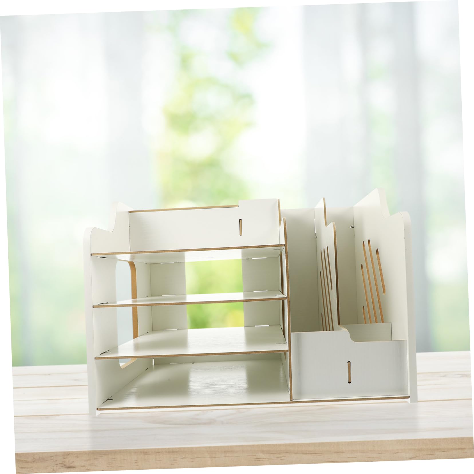 Organizador de Escritorio Multiusos Cajón, Tablero de Densidad Blanco | Compartimentos Versátiles y Diseño Moderno, Decoracion Colegio, para Mesa de Profesores y Aula Escolar
