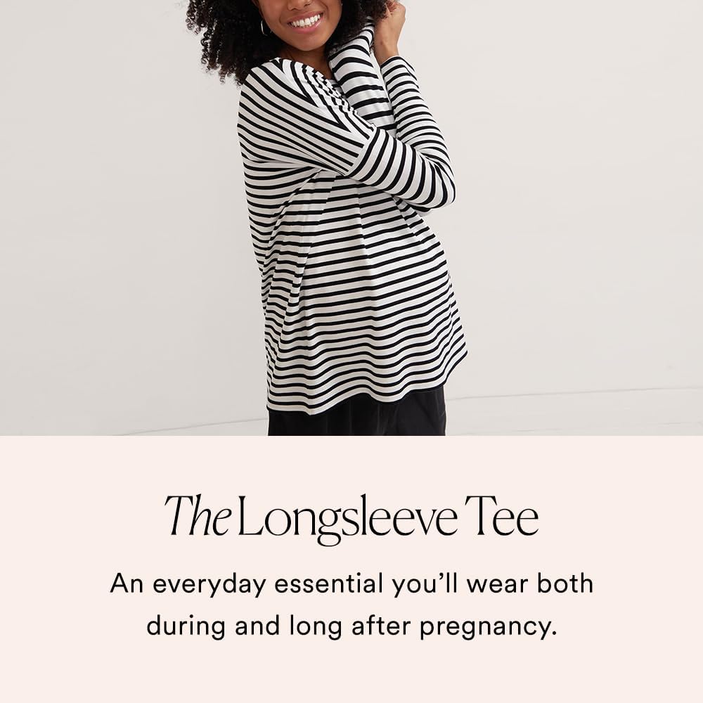 HATCH Collection | Flowy Maternity Tee | Flattering, Slim Fit Sleeves, Classic Crewneck | The Longsleeve Tee