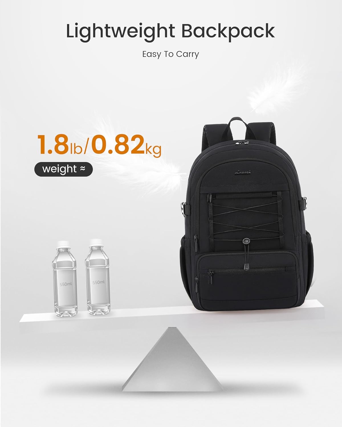 LOVEVOOK Laptop Backpack for Women & Girls, Large Capacity Everyday Backpack with Water Bottle Holder, Chic Versatile Backpack Purse, Lightweight Casual Daypack for Work, College, Black-white-brown - Image 5