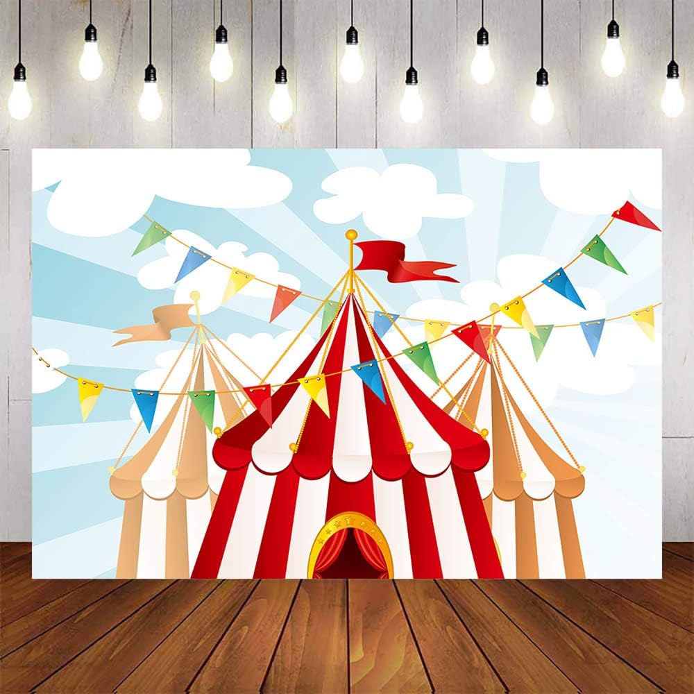 Avezano Photography Backdrop Background Circus Tents Stratus Playground Carnival Carousel Kids 5x3ft Birthday Party Banner Photo Studio Booth photocall