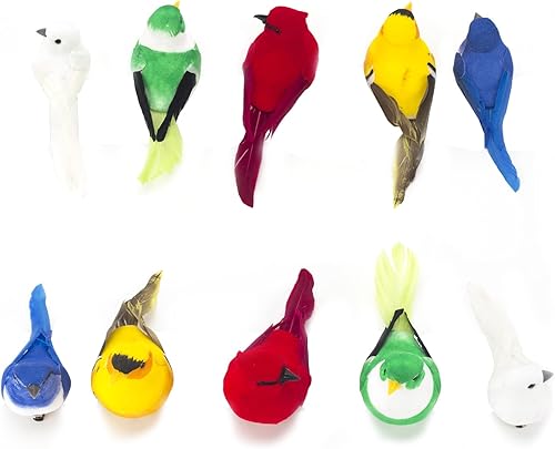 Miniatura 5 de 5 piezas de pájaros artificiales, pequeñas figuras de aves falsas para manualidades, decoración del hogar, árbol, adornos al aire libre, cardenal