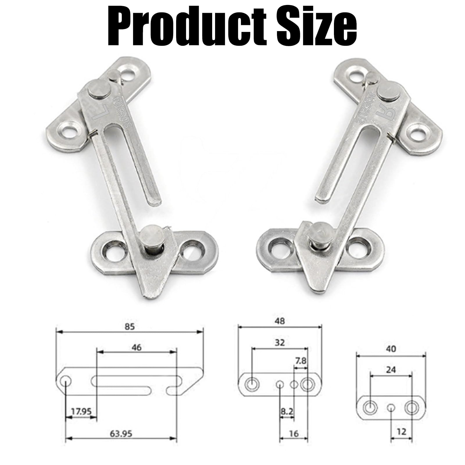 4 Pcs Window Restrictors Locks,Stainless Steel Security Window Restrictor Hook with Screws,Suitable for Home School Kindergarten Upvc Windows(Left Right Handed) - Image 4