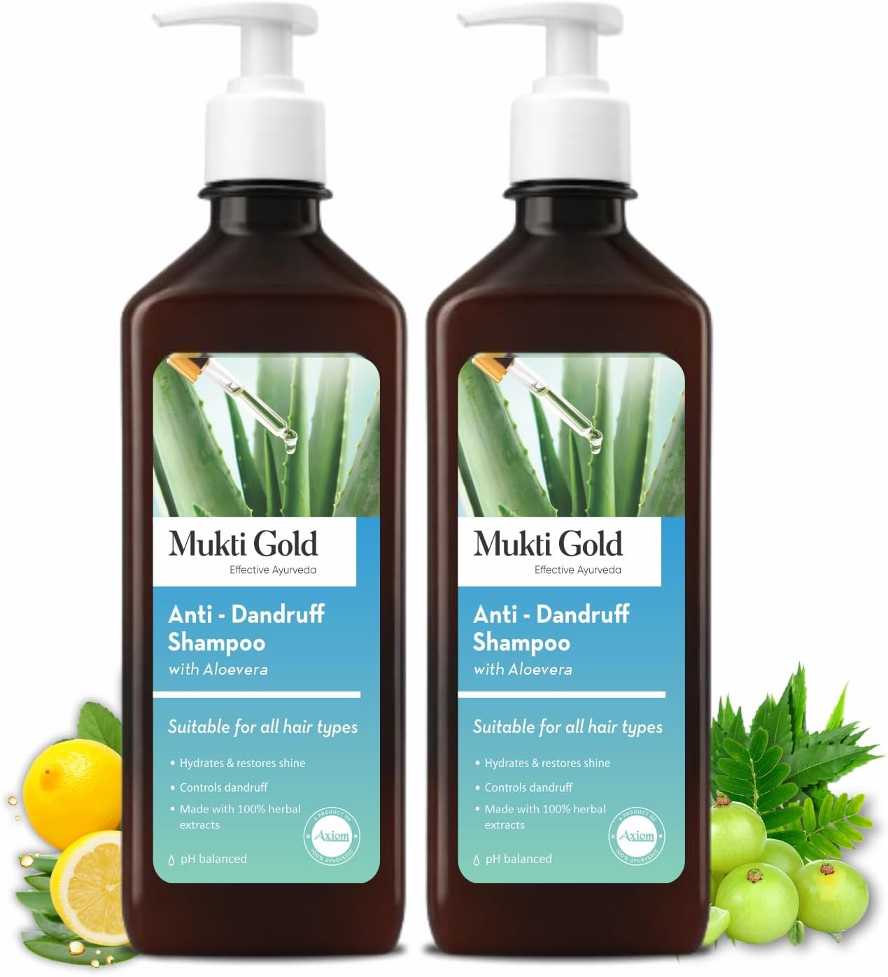 Anti-Dandruff Shampoo | With 14+ Ayurvedic Herbs | Helps Control Dandruff & Hair Fall | Reduces Scalp Irritation | For All Hair Types | 400ml (Pack of 2)