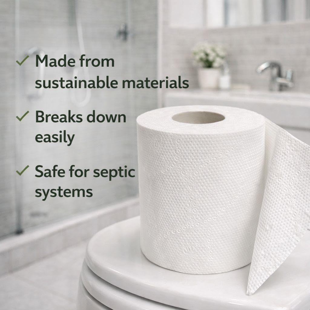 Toilet Tissue – 100% Virgin Wood Pulp, Strong & Absorbent. 48 Roll, 12000 Sheets