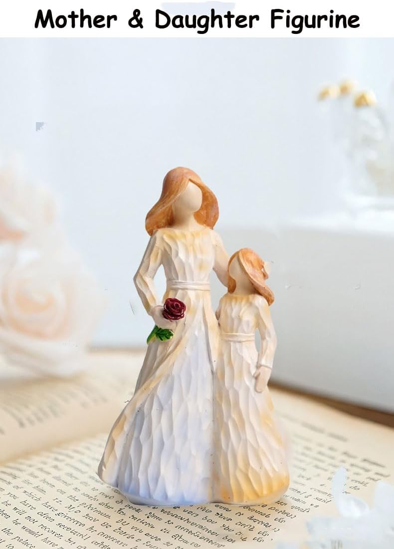 PITI Mother and Daughter Figurines Statues, Gift for Mother from Daughter, Resin Love Decoration Sculptures with Gift Card, Memorial Gifts for Birthday Mother’s Day Christmas Day - Image 3