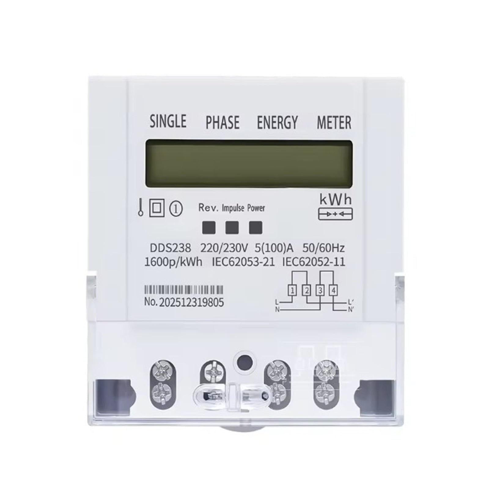 Contatore di energia Monofase 2 fili, 220/230 V, 5-100 A, 50/60 Hz | Guida Din KWH Wattora LCD Contatore di energia bidirezionale(3pcs)