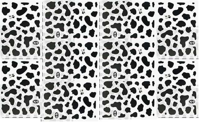 10 Sheets of Removable Cow Print Wall Décor Stickers | Animal Wall Art for Kids Room or Nursery | 340 Pcs Mega Pack | Classroom Decorations | Easily Removable Black Vinyl Cow Spots | Funny and Cute