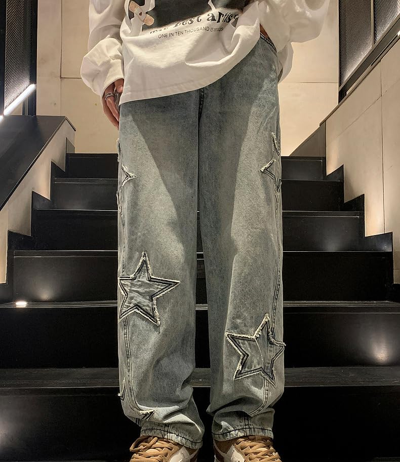 Women Y2K Jeans Vintage Star Straight Leg Jeans Fairycore High Waisted Cargo Jeans Grunge Y2K Pants Hip Hop Streetwear2