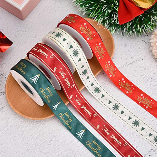 Aoyoja 4 Rolls Christmas Ribbon, 40 Yards 6/8
