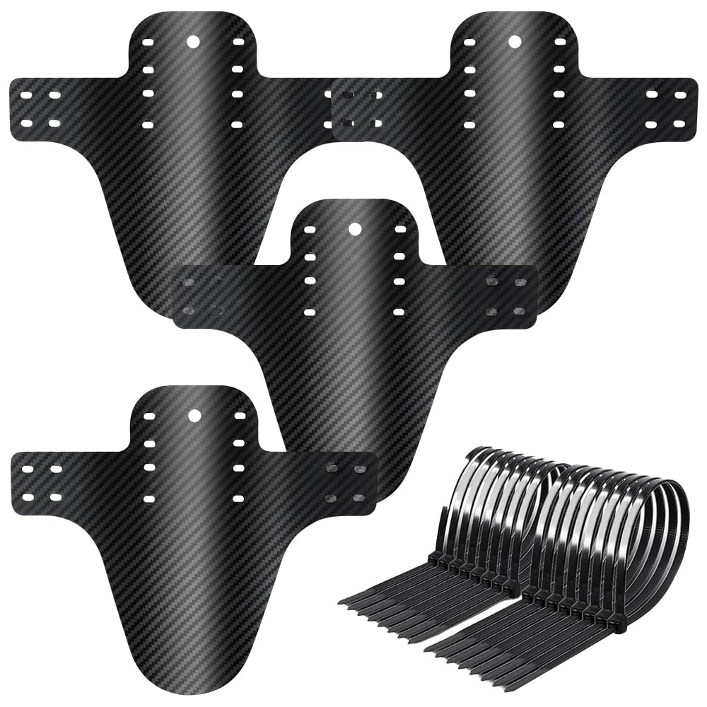 4 Pezzi Parafango MTB,Parafango Bici in Fibra di Carbonio, Mud Guard con 20 Fascette Cavi, Parafanghi Anteriori e Posteriori Universali per Mountain Bike, per Ciclismo/Corsa/Mountain Bike