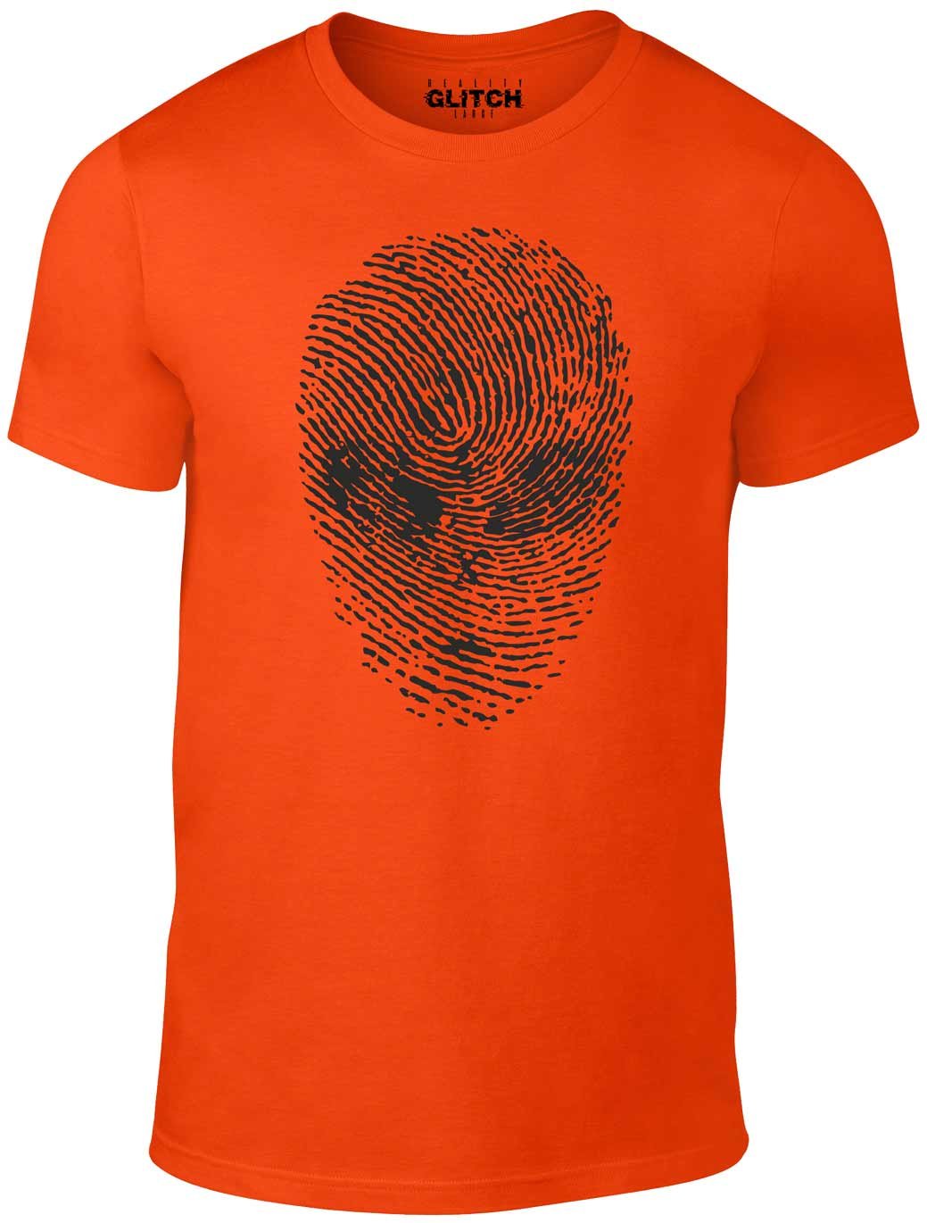 Reality Glitch Unisex Orange Alien Face Thumb Print T-Shirt