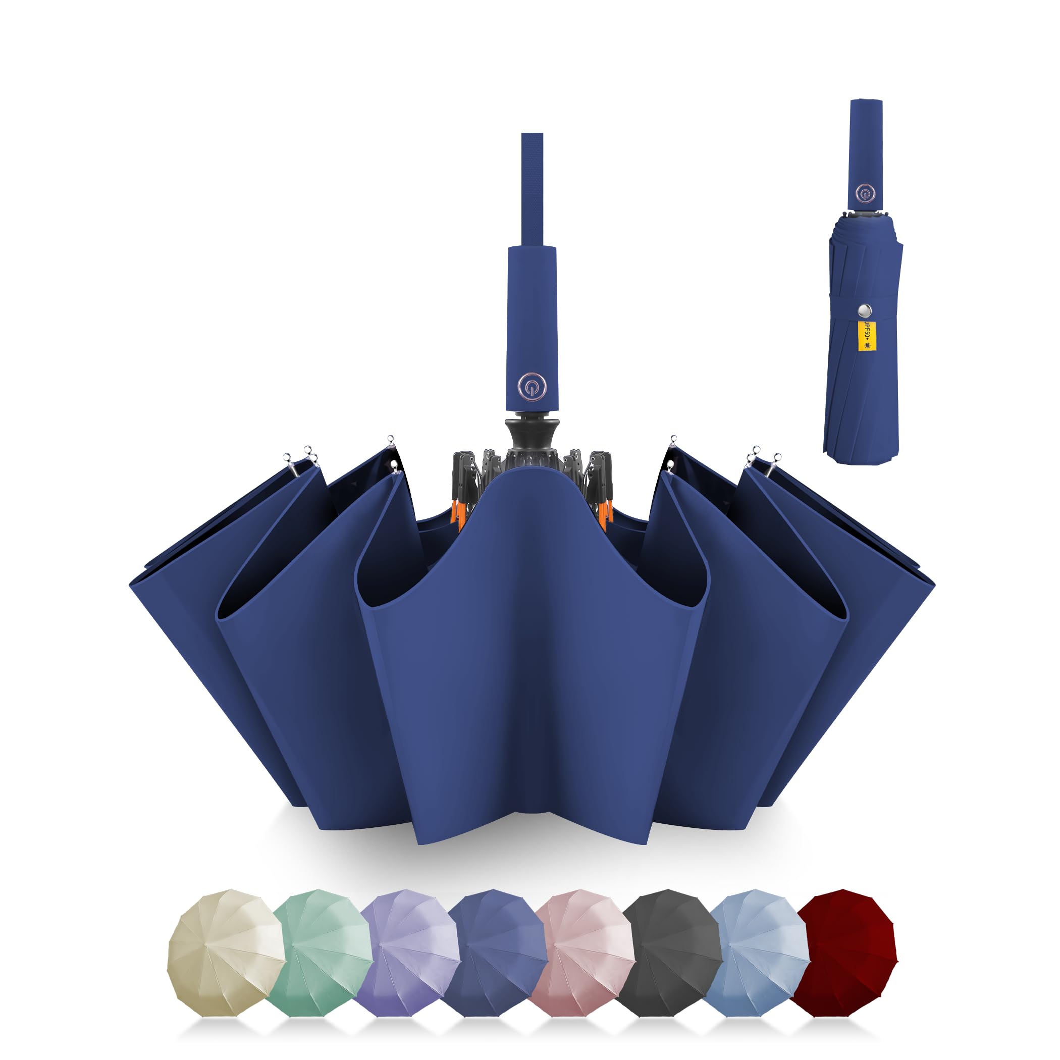 Zeproage Fiberglass Umbrella, Auto Open & Close, Windproof & UV Protection, Sturdy Large Canopy and Reinforced Double 12-Ribs Frame, Quick Dry Folding