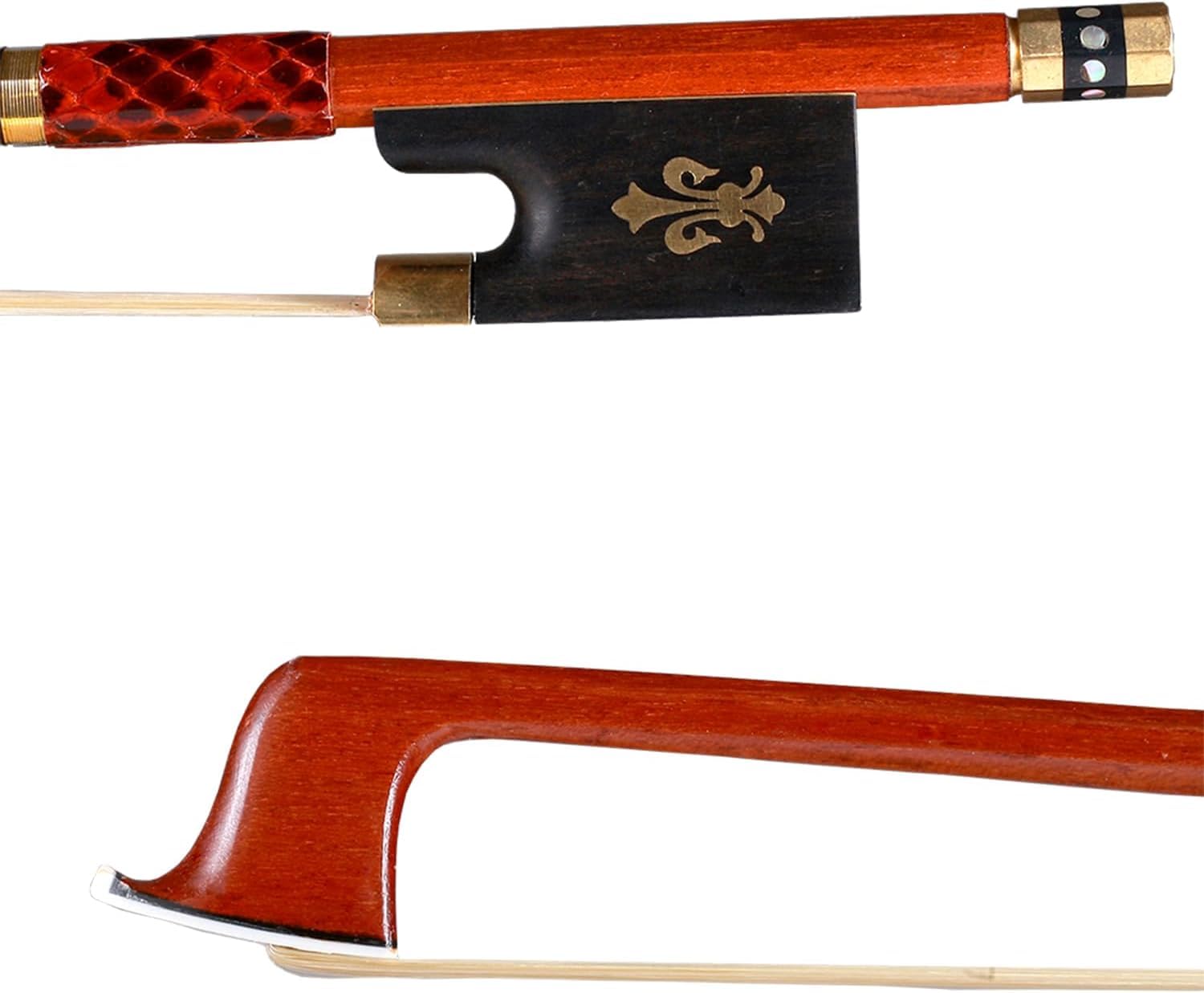 Arco avanzado para violín Pernambuco 4/4, hecho a mano, ligero y equilibrado, crin de caballo real para un tono profundo y potente, para violinistas avanzados