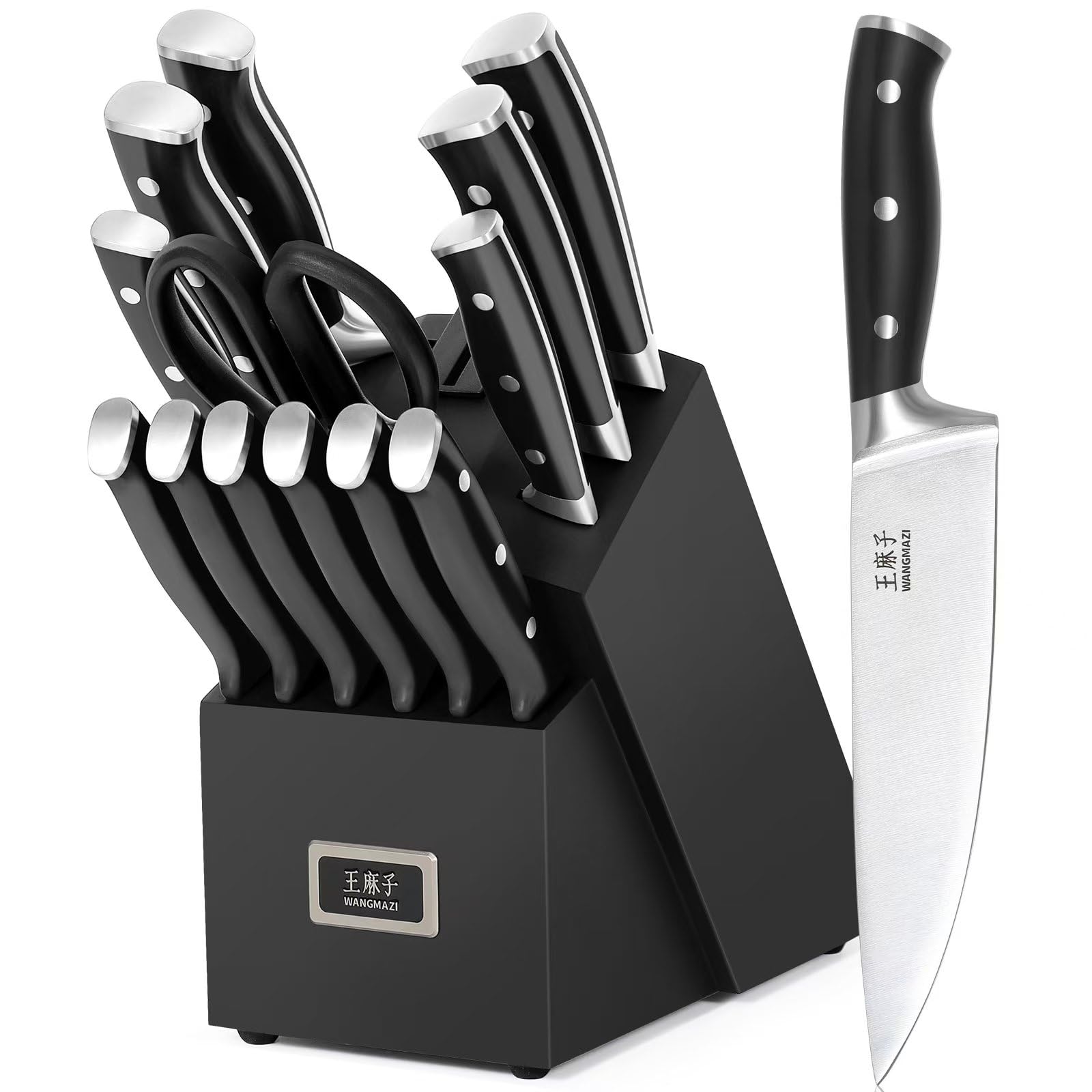 Amazon.com: WANGMAZI 15 Pcs Knife Set with Block, Dishwasher Safe