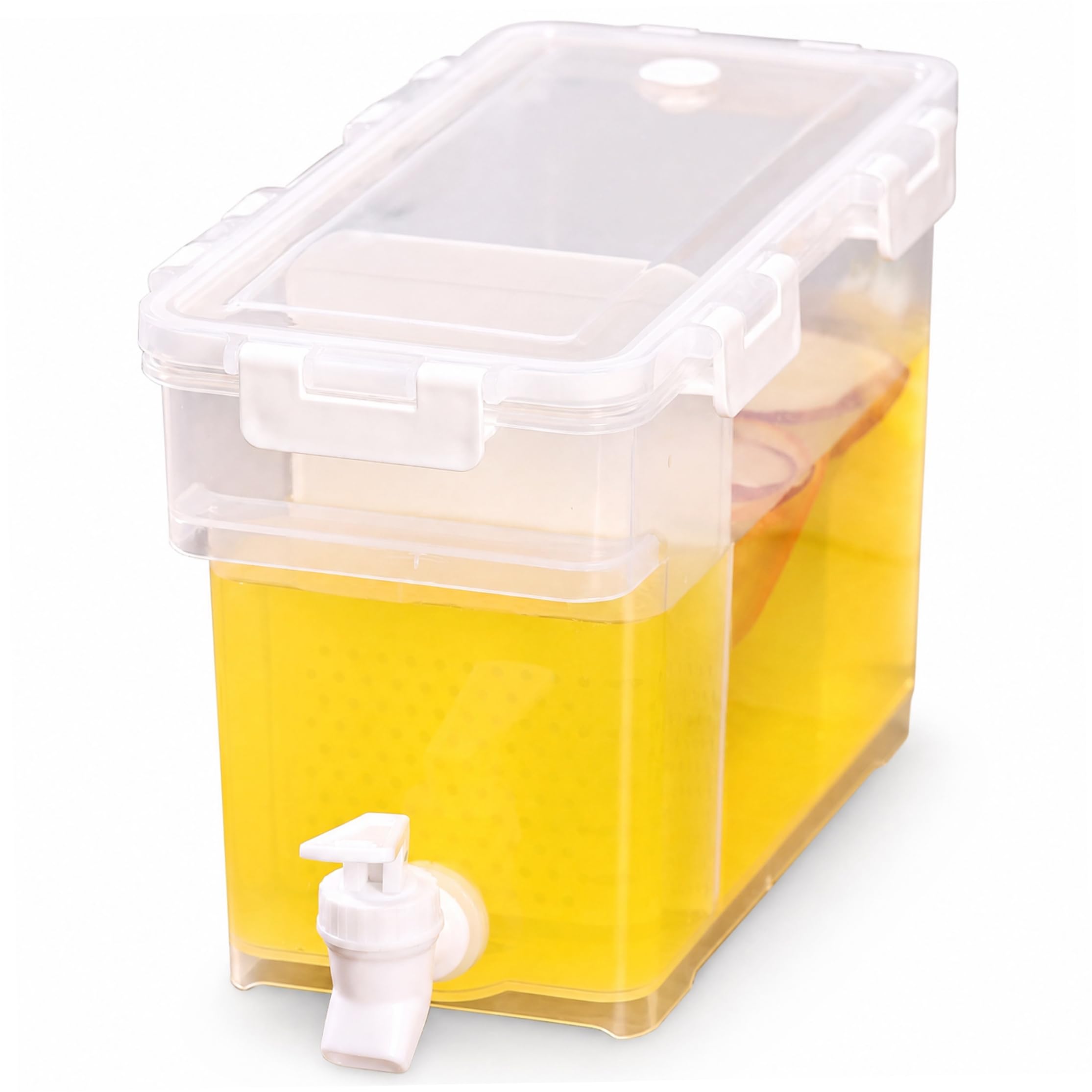 Gemuseeee 3.5L Fridge Water Dispenser Drink Dispenser for Fridge Food-Grade Plastic Container with Spigot for Home & Office - White