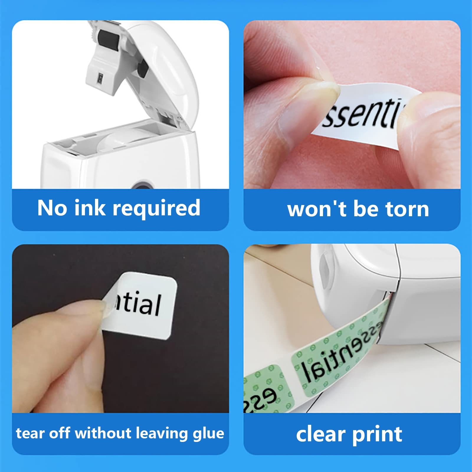 WANGCL Mini Bluetooth Handheld Labelling Device Thermal Labelling Device Compatible with iOS and AndroidWhite 1 Roll of Labels + Storage Bag - Image 4