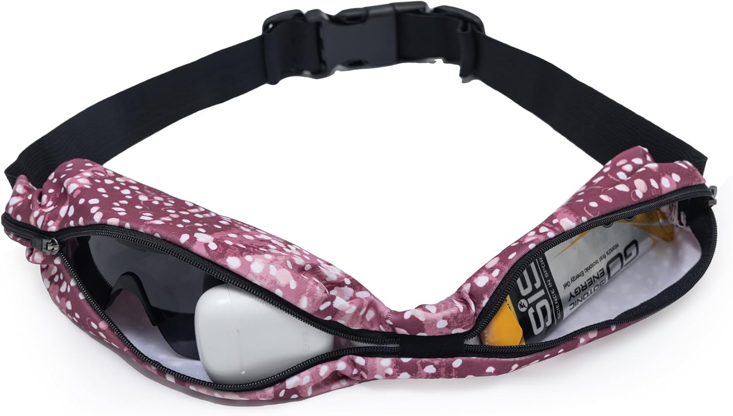 Santic Fanny Packs Running Waist Pack Belt Bag with 2 Zipper Pockets for Jogging Hiking Cycling Workout