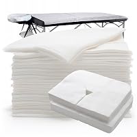 Pack 200 PCS, 100 PCS Disposable Massage Table Sheets 71x31.5 inch and 100 PCS Disposable Face Cradle Covers for Massage Table XXL, Disposable Bed Sheets and Face Cover, Massage Sheets
