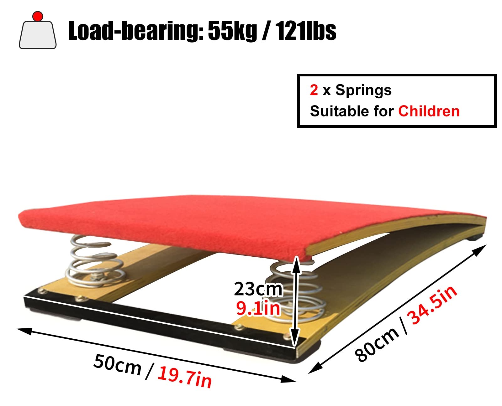 BIBOYA Gymnastics Springboard Vault Gymnastics Springboard for Kids, No Deformation Thickened Sport Equipment for School Training/Home, a Ramp for Kid's Toy Trucks