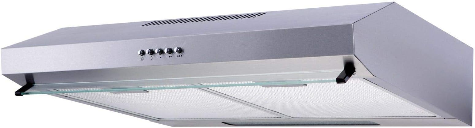 SIA VSR60SS 60cm Visor Cooker Hood, Kitchen Extractor Fan, Under Cabinet Wall Mounted, Top Vented, Stainless Steel Silver