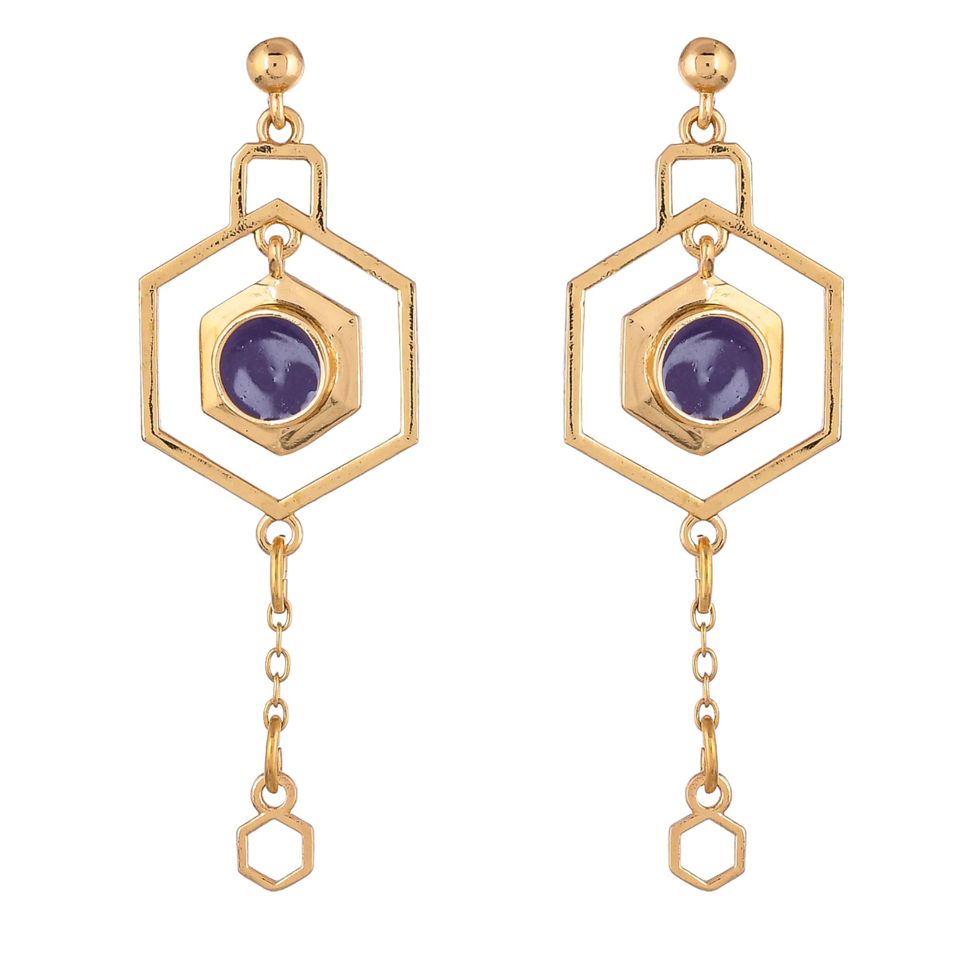 Benzene Purple Gem Drop Earrings